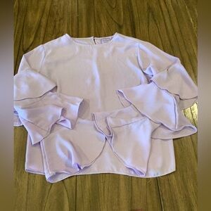 Michelle Nicole Light purple fancy ruffle tiered bell long sleeve blouse small